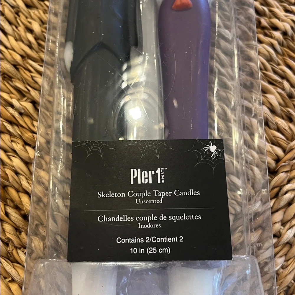 Pier 1 Day of the Dead Skeleton Couple Taper Candle Set - Black and Purple